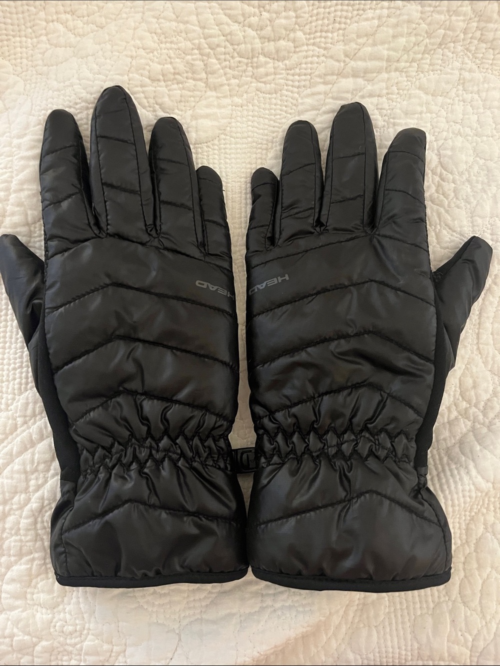 HEAD Women’s Large Black Windproof Puffer Winter Gloves – Grip Palms L